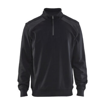 Sweat col camionneur bicolore Noir/Gris moyen