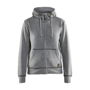 Sweat zippé à capuche femme Gris chiné