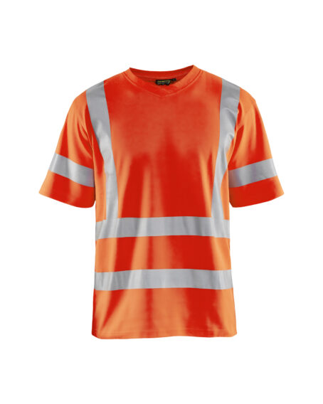 T-Shirt haute visibilité col V anti-UV Orange fluo