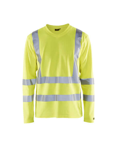 T-Shirt manches longues haute visibilité col V anti-UV Jaune fluo