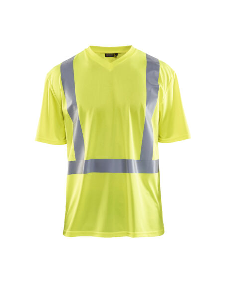 T-Shirt haute visibilité col V anti-UV anti-odeur Jaune fluo