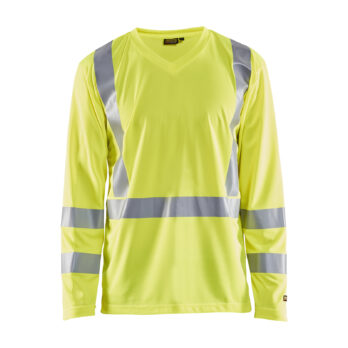 T-Shirt manches longues haute visibilité col V anti-UV anti-odeur Jaune fluo