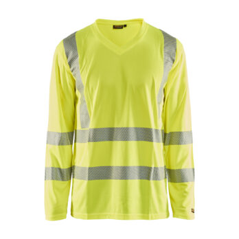 T-shirt manches longues col V haute visibilité anti-UV Jaune fluo