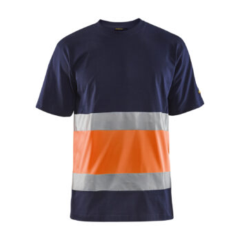 T-shirt haute visibilité Marine/Orange fluo