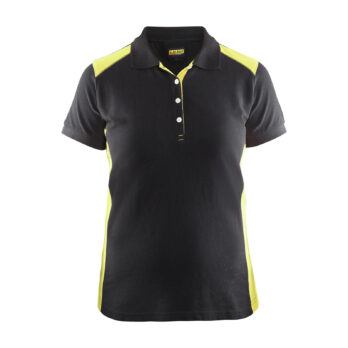 Polo Femme Noir/Jaune fluo