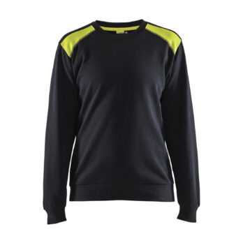 Sweat femme Noir/Jaune fluo