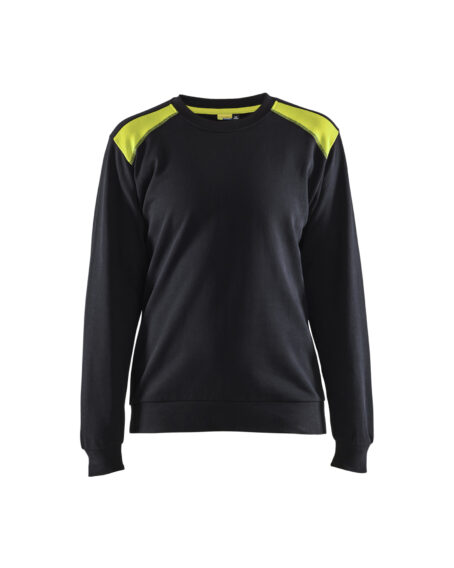 Sweat femme Noir/Jaune fluo