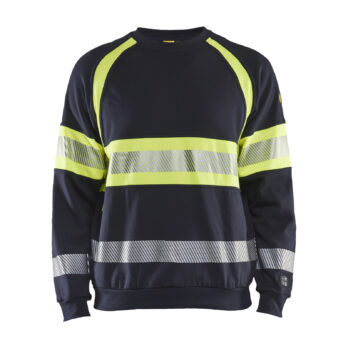 Sweat multinormes Marine/Jaune fluo