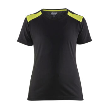 T-shirt femme Noir/Jaune fluo