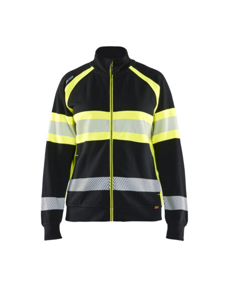 Hi-Vis sweatshirt full-zip Women Noir/Jaune