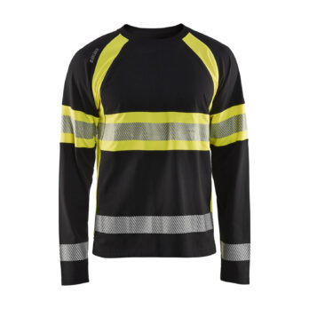 T-shirt manches longues haute-visibilité Noir/Jaune fluo