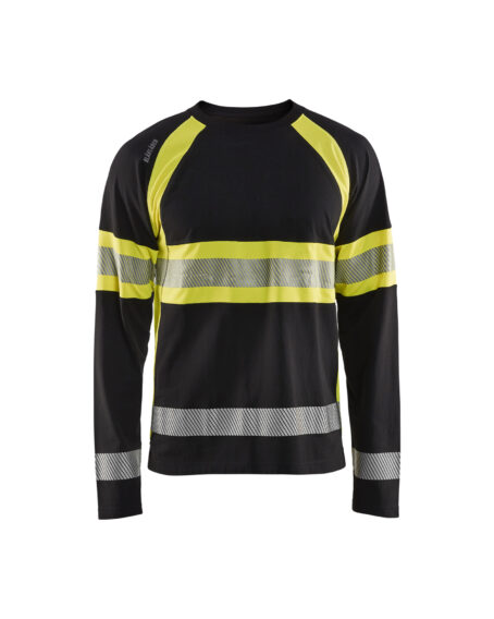 T-shirt manches longues haute-visibilité Noir/Jaune fluo