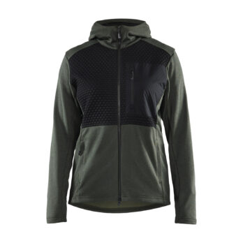 Hoodie full zip Women Autumn green/Black