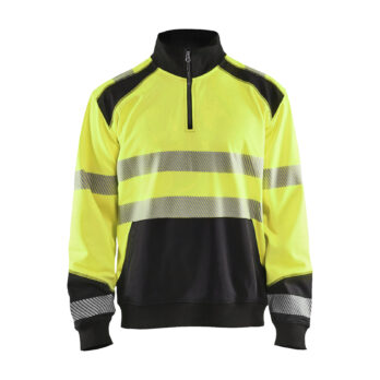 Sweat col camionneur haute-visibilité Jaune fluo/Noir