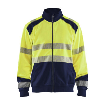 Sweat zippé haute-visibilité Jaune fluo/Marine