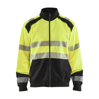 Sweat zippé haute-visibilité Jaune fluo/Noir