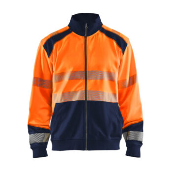 Sweat zippé haute-visibilité Orange fluo/Marine