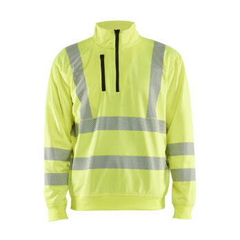 Sweat col zippé haute-visibilité Jaune