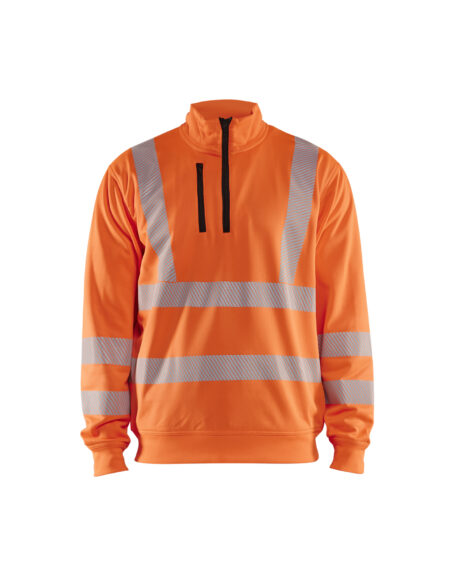 Sweat col zippé haute-visibilité Orange