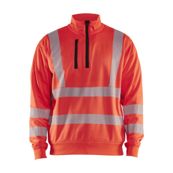 Sweat col zippé haute-visibilité Rouge fluo