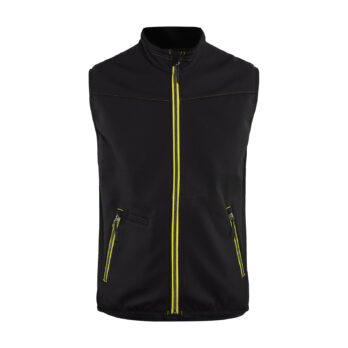 Gilet softshell sans manches +stretch Noir/Jaune fluo