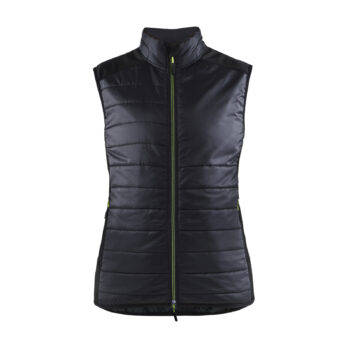 Gilet doublé femme Noir/Jaune fluo