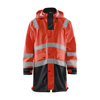 Manteau de pluie HV Niveau 2 Rouge fluo/Noir