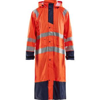 Manteau de pluie HV niveau 1 Orange fluo/Marine