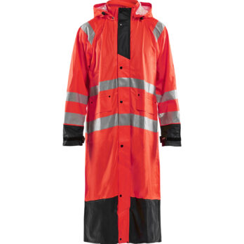 Manteau de pluie HV niveau 1 Rouge fluo/Noir