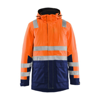 Parka hiver haute-visibilité Orange fluo/Marine