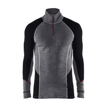 XWARM 100% MERINO Zip-neck  Grey/Black