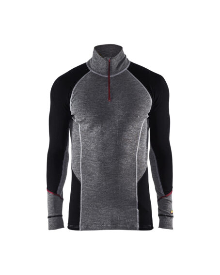 XWARM 100% MERINO Zip-neck  Grey/Black