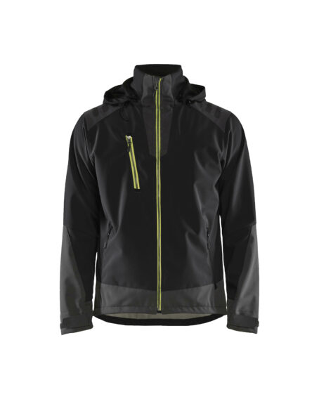 Veste softshell stretch 2D Noir/Jaune fluo