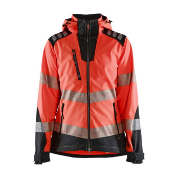 Veste softshell haute-visibilité femme Rouge fluo/Noir