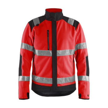 Veste polaire coupe-vent haute-visibilité Rouge fluo/Noir