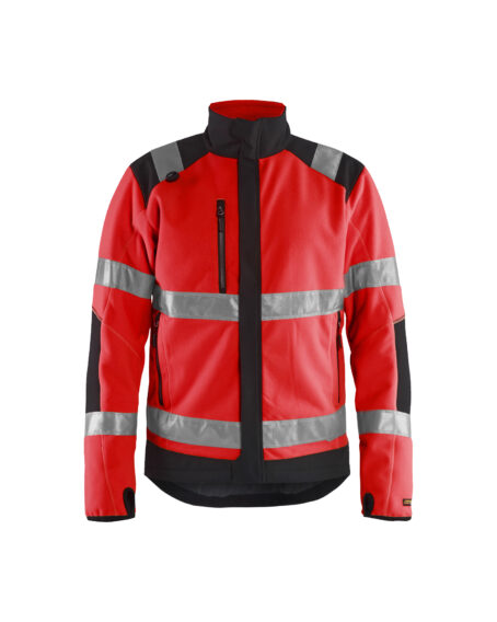 Veste polaire coupe-vent haute-visibilité Rouge fluo/Noir