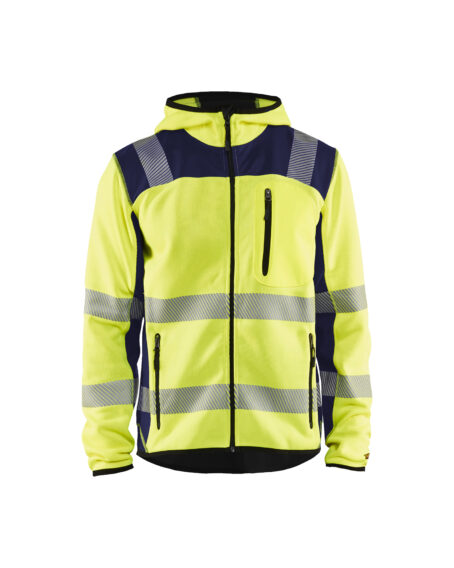 Veste tricotée à capuche haute-visibilité Jaune fluo/Marine