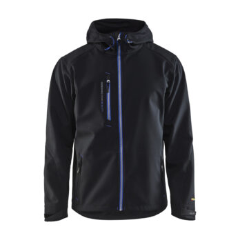 Veste Softshell à capuche Noir/Bleu roi