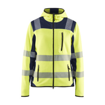 Veste tricotée haute-visibilité femme Jaune fluo/Marine