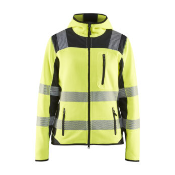 Veste tricotée haute-visibilité femme Jaune fluo/Noir