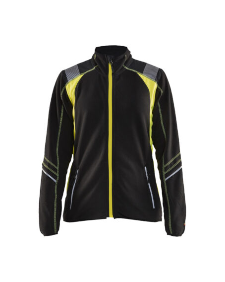 Veste micropolaire détails fluo femme Noir/Jaune fluo