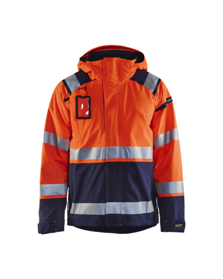 Veste hardshell stretch 2D haute-visibilité Orange fluo/Marine