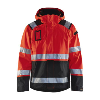 Veste hardshell stretch 2D haute-visibilité Rouge fluo/Noir