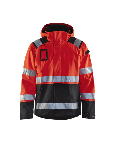 Veste hardshell stretch 2D haute-visibilité Rouge fluo/Noir