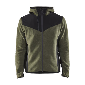 Veste tricotée avec softshell Vert foncé/Noir