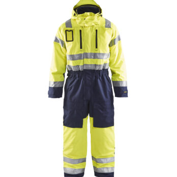 Combinaison hiver manches longues haute visibilité Jaune fluo/Marine