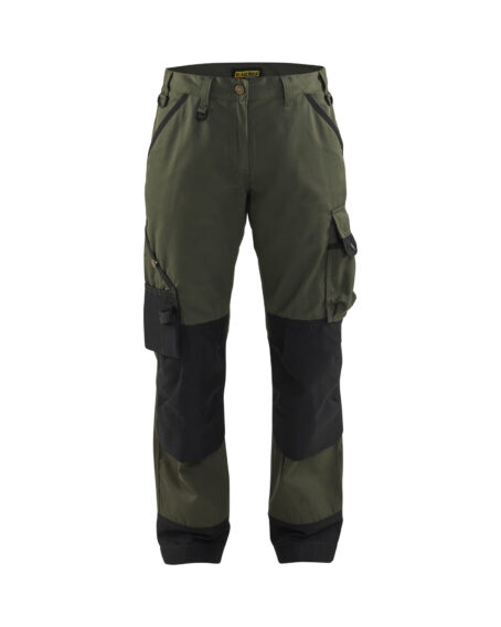 Pantalon paysagiste femme Vert armée/Noir