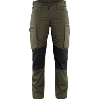 Pantalon maintenance +stretch femme Vert Kaki/Noir