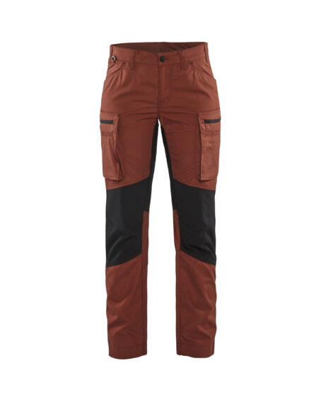 Pantalon maintenance +stretch femme Rouge brique/Noir