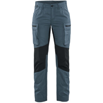 Pantalon maintenance +stretch femme Bleu guède/Marine foncé